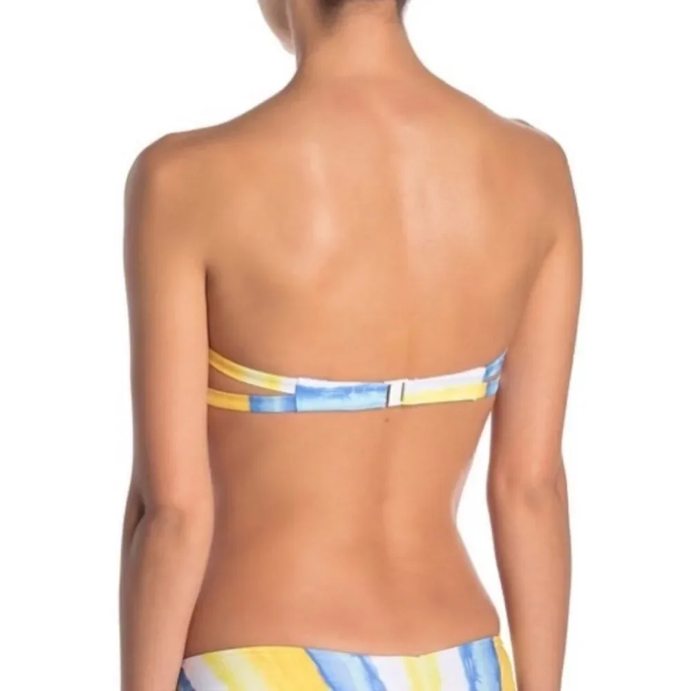 NWOT New Onia Natalia Bandeau Bikini Swim Top M Bold Stripe Dip Dye